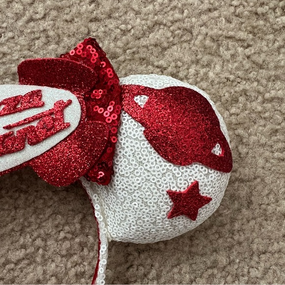 Pixar inspired Pizza Planet Red and White Minnie Mouse Ears - Picture 4 of 5